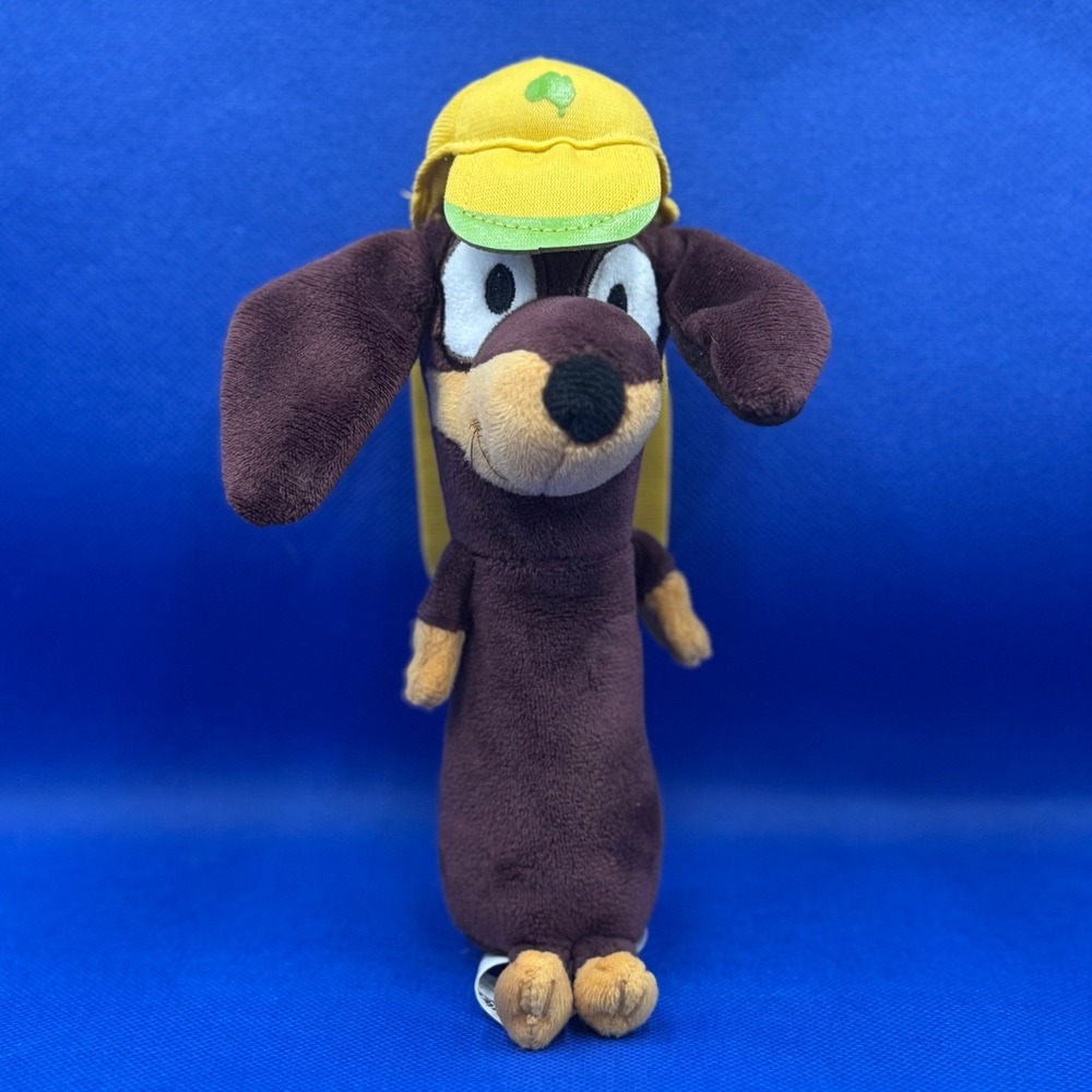 Bluey Snickers Plush 8" Moose Toys Dachshund Dog Hat Cartoon Nursery Stuffed Toy